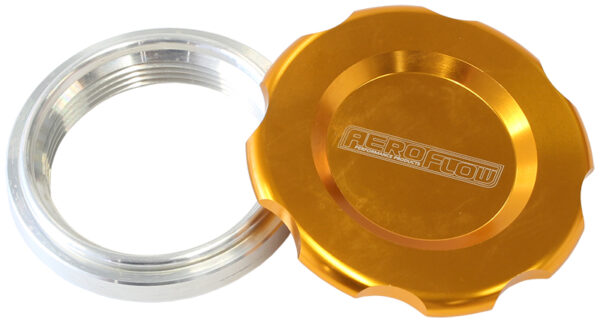 Aeroflow 2-1/2" Weld Bung And Gold Cap Low Profile Female Weld-On