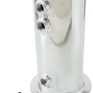 Aeroflow Surge Tank 2.5L Spun Alloy 3X3/8 1X1/2 Or 3X -6AN 1X -8AN