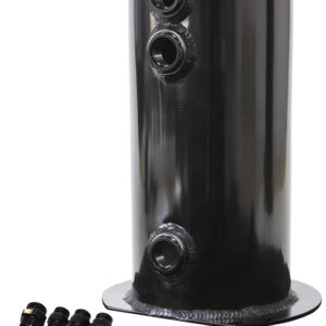 Aeroflow Surge Tank 2.5L ANodised Black3X3/8 1X1/2 Or 3X -6AN 1X -8AN