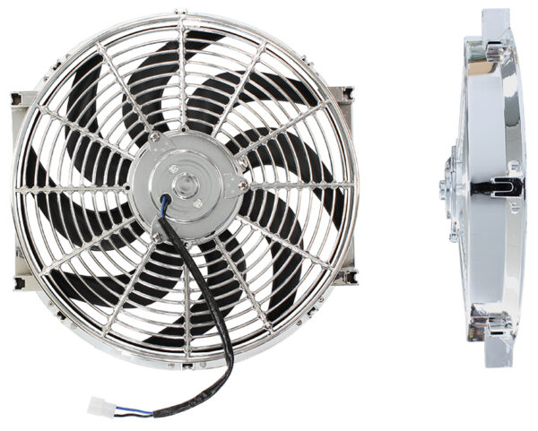 Aeroflow 14" Curved Blade Chrome Fan Reversible 1350Cfm