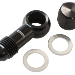 Aeroflow AF49-1034BLK 90 Degree Fuel Pump Banjo Kit to -6AN in Black Anodised Billet Aluminium