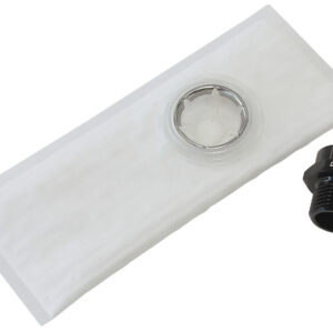 Aeroflow AF49-1037 fuel pump inlet filter screen sock with black anodised M18x1.5 adapter and nylon sealing washer