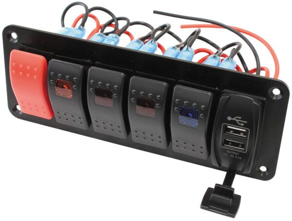 AEROFLOW SWITCH PANEL 2x W/ USB, Start & 4 x ON / OFF SWITCHES