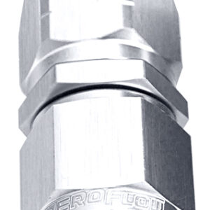 Aeroflow AF501-06S 500/550 series -6AN cutter style full flow straight swivel hose end fitting in silver billet aluminum finish