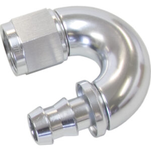 Aeroflow -10AN 180 Deg Full Flow Push LSilver Full Flow Push Lock