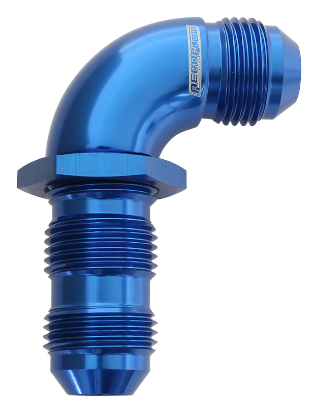 Aeroflow 90 Deg Bulkhead -10AN Ful Flowblue No Restriction Nut Seper