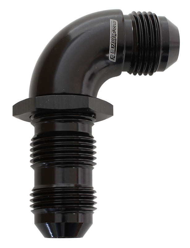 Aeroflow 90 Deg Bulkhead -20AN Ful Flowblack No Restriction Nut Seper