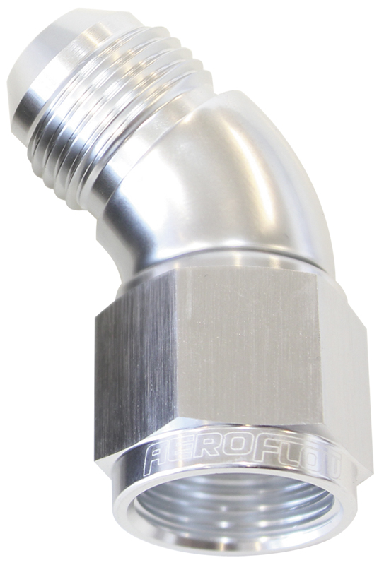 Aeroflow 45 Deg Female - Male -6AN Silver Full Flow