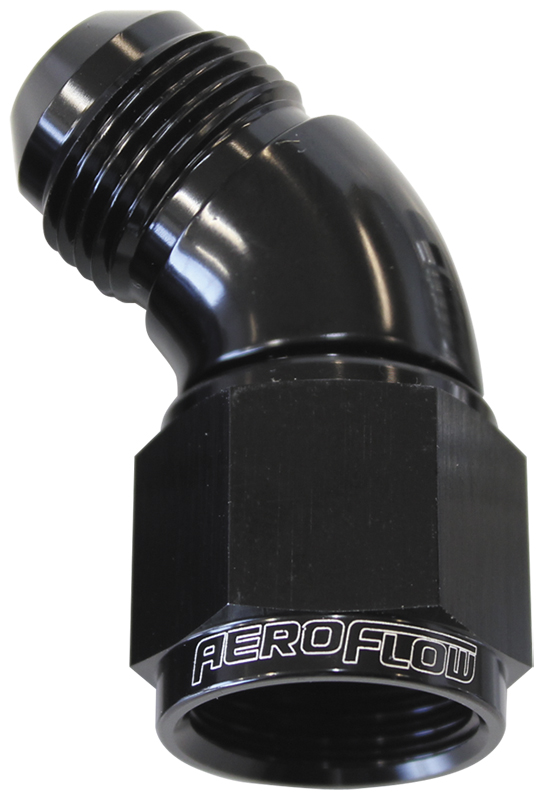 Aeroflow 45 Deg Female - Male -16AN Black Full Flow
