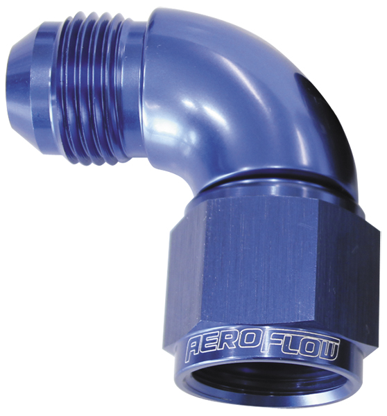 Aeroflow 90 Deg Female - Male -4AN Blue Full Flow