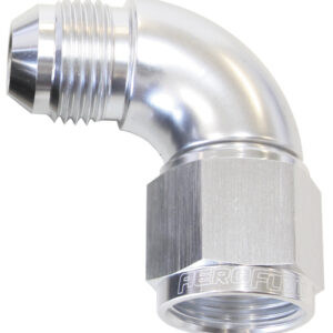 Aeroflow 90 Deg Female - Male -10AN Silver Full Flow