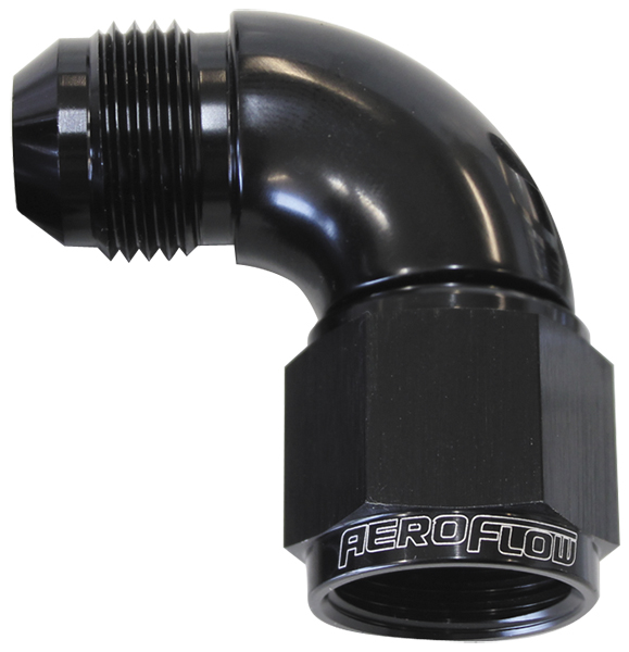 Aeroflow 90 Deg Female - Male -12AN Black Full Flow