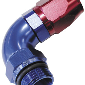 Aeroflow Male Hose End -10ORB To-10Hosefull Flow Billet 90 Deg Blue