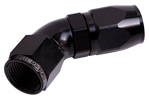 Aeroflow Alloy 45 Deg Hose End -12AN Black Cutter Style Full Flow