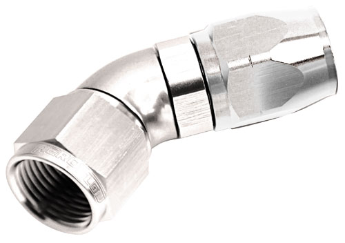 Aeroflow Alloy 45 Deg Hose End -16AN Silver Cutter Style Full Flow