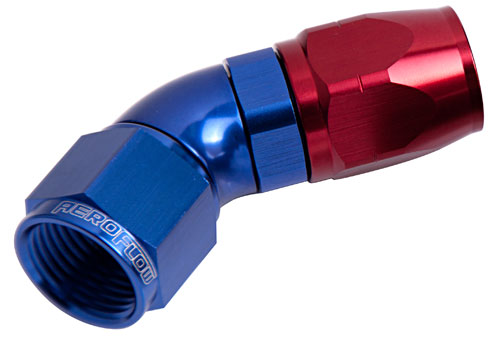 Aeroflow Alloy 45 Deg Hose End -20AN Blue Cutter Style Full Flow