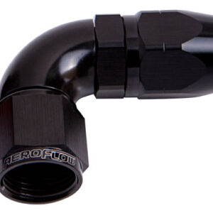 Aeroflow Alloy 90 Deg Hose End -6AN Black Cutter Style Full Swivel AF553-06BLK