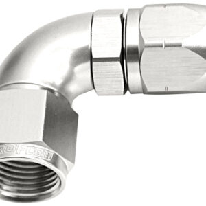Aeroflow Alloy 90 Deg Hose End -6AN Silver Cutter Style Ful Swivel