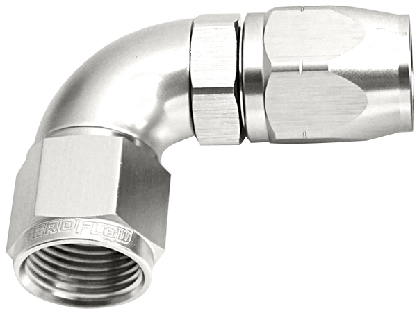 Aeroflow Alloy 90 Deg Hose End -16AN Silver Cutter Style Full Flow