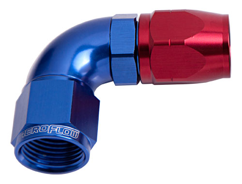 Aeroflow Alloy 90 Deg Hose End -20AN Blue Cutter Style Full Flow