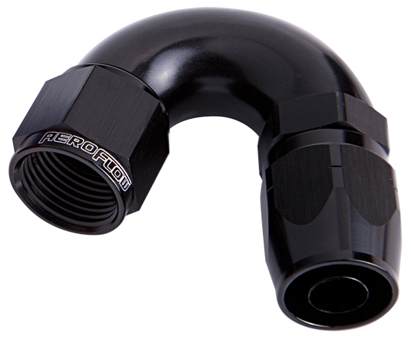 Aeroflow Alloy 150 Deg Hose End -6AN Black Cutter Style Full Flow