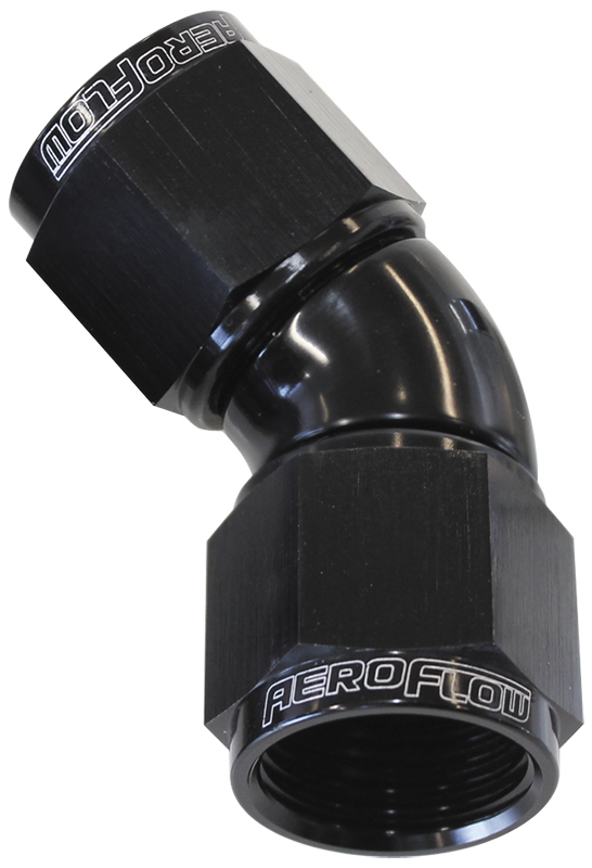 Aeroflow -12AN 45 Deg Swivel Coupler Black Billet Full Flow 1 Piece