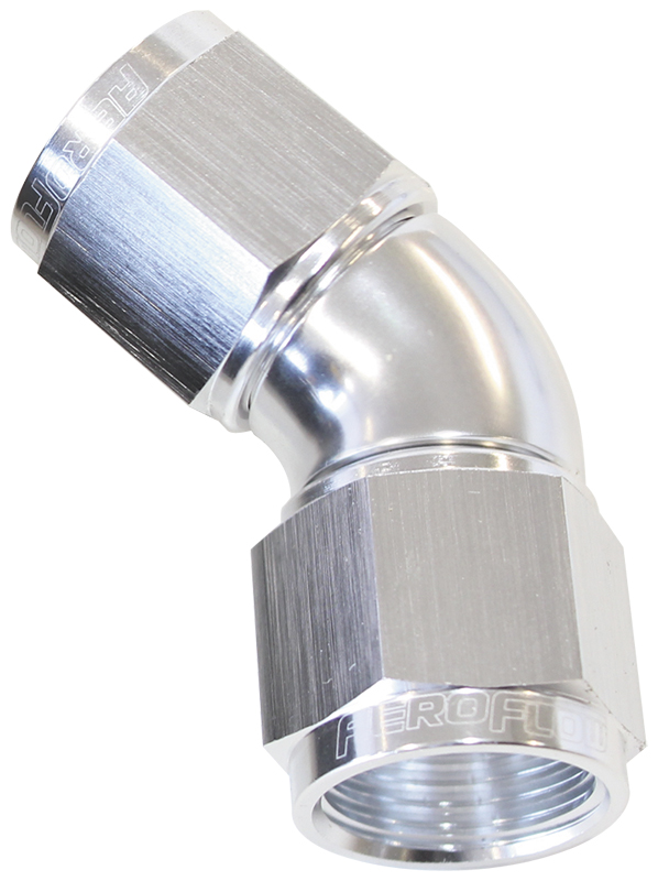 Aeroflow -12AN 45 Deg Swivel Coupler Silver Billet Full Flow 1 Piec
