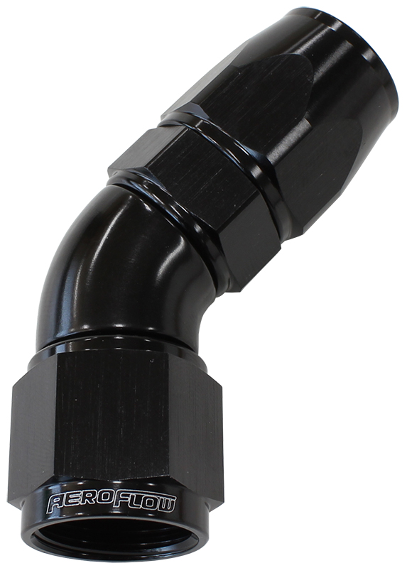 Aeroflow 45 Deg -3AN Full Flow Teflon Hose End Black 1 Piece Fullflo