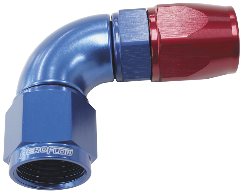 Aeroflow 90 Deg -8AN Full Flow Teflon Hose End Blue 1 Piece Fullflow