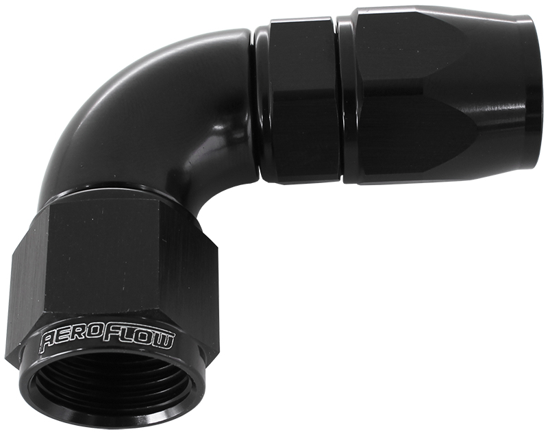 Aeroflow 90 Deg -10AN Full Flow Teflon Hose End Black 1 Piece Fullflo