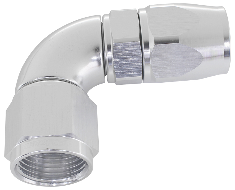 Aeroflow 90 Deg -10AN Full Flow Teflon Hose End Silver 1 Piece Fullfl