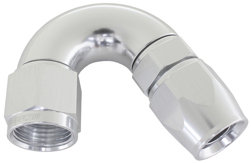 Aeroflow 150 Deg -3AN Full Flow Teflon Hose End Silver 1 Piece Fullfl