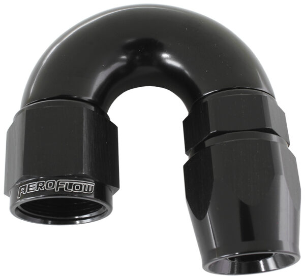 Aeroflow 180 Deg -6AN Full Flow Teflon Hose End Black 1 Piece Fullflo