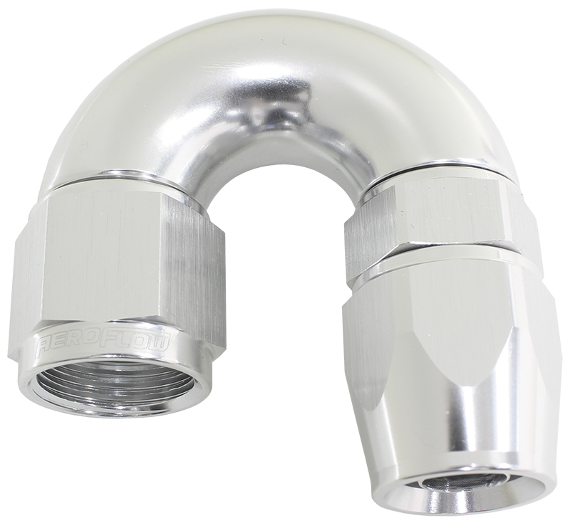 Aeroflow 180 Deg -12AN Full Flow Teflonhose End Silver 1 Piece Fullfl