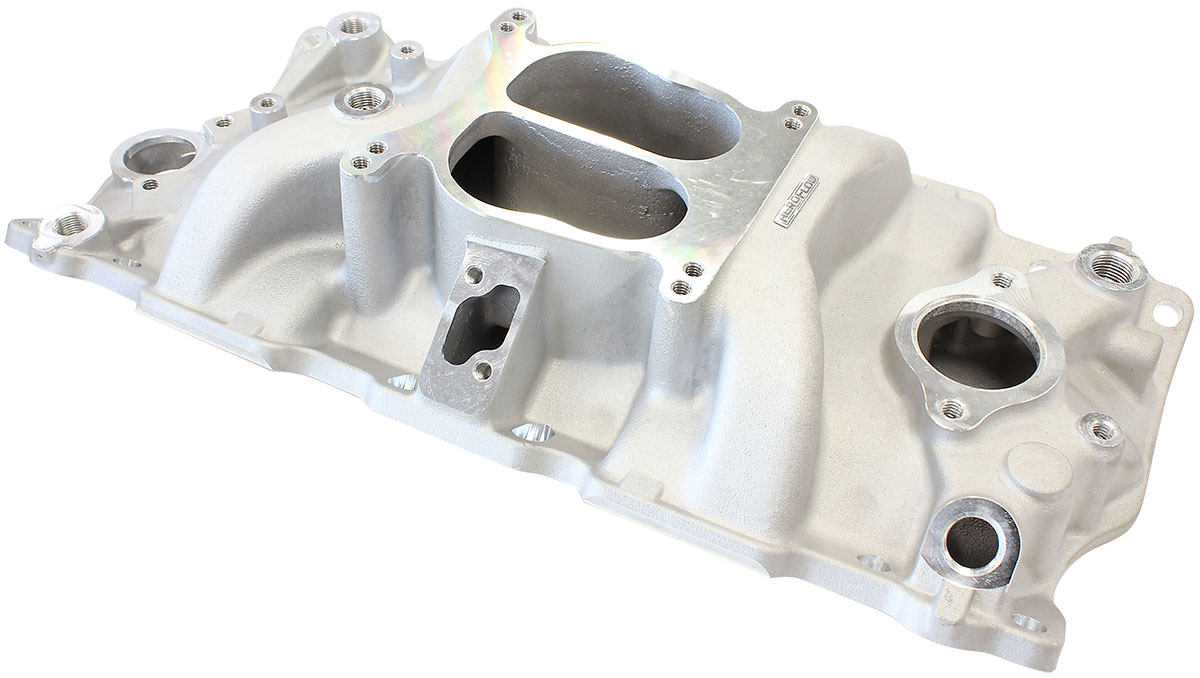 AEROFLOW SBC CLASSIC INTAKE MANIFOLD DUAL PLANE CHEV 350 NATURAL