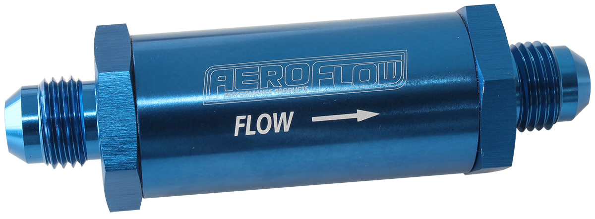 AEROFLOW -6AN TURBO INLINE OIL FILTER BLUE 30 MICRON WASHABLE