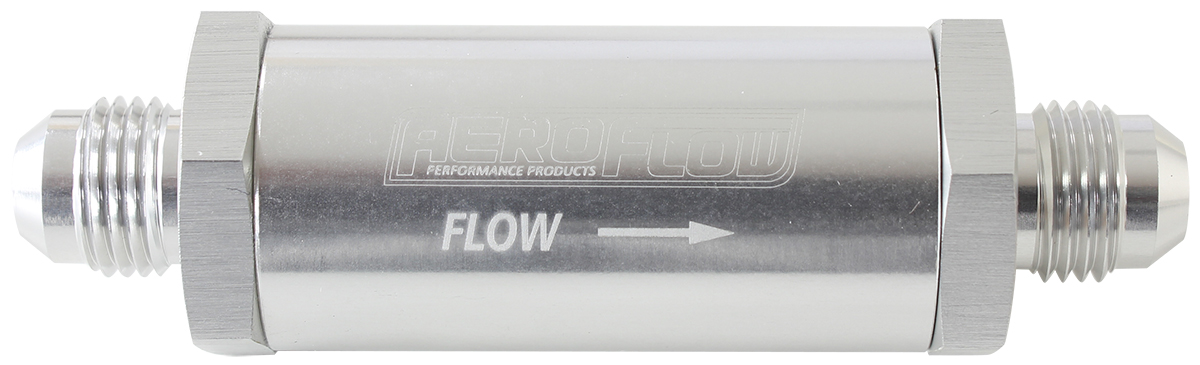 AEROFLOW -6AN TURBO INLINE OIL FILTER SILVER 30 MICRON WASHABLE