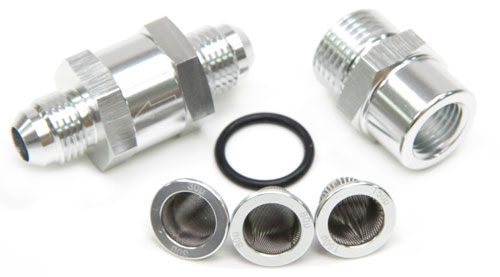 Aeroflow -8AN Inline Fuel & Oil Filter Silver 3X Filter 30,80,150 Mic