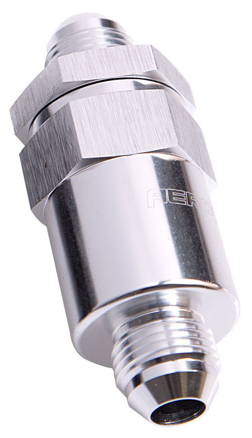 Aeroflow Billet Fuel Filter -8AN Silver 30 Micron Bronze Filter