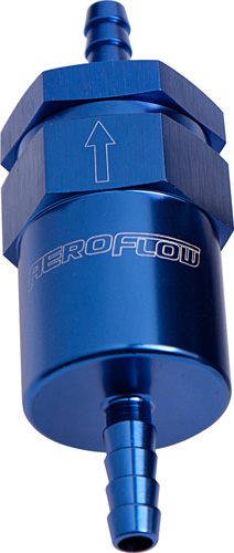 Aeroflow Billet Fuel Filter 1/2" Barb Blue 30 Micron Filter