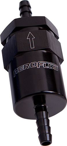 Aeroflow Billet Fuel Filter 1/2" Barb Black 30 Micron Bronze Filter