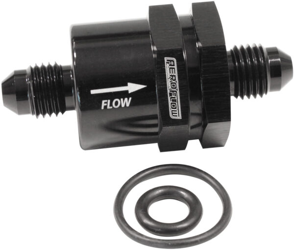 AEROFLOW CHECK VALVE INLINE -4AN BLACK / ONE WAY VALVE