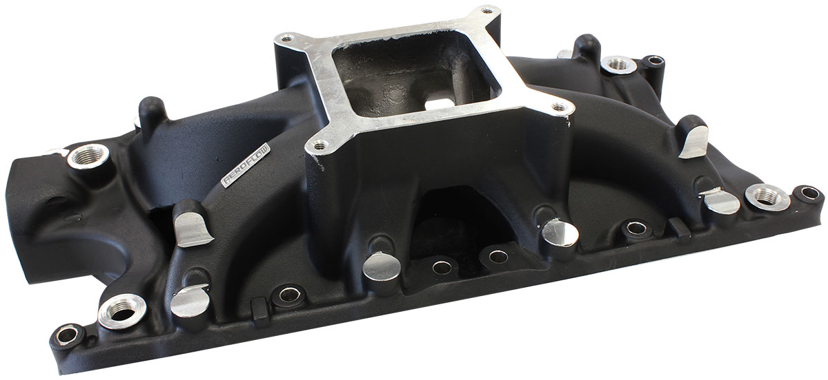 AEROFLOW SBF HI RISE INTAKE MANIFOLD SINGLE PLANE FORD 302 BLACK