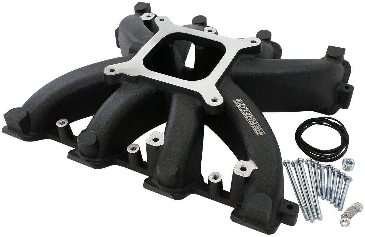 AEROFLOW GM LS CARBY INTAKE MANIFOLD RECTANGLE PORT NON-EFI LS3 BLACK