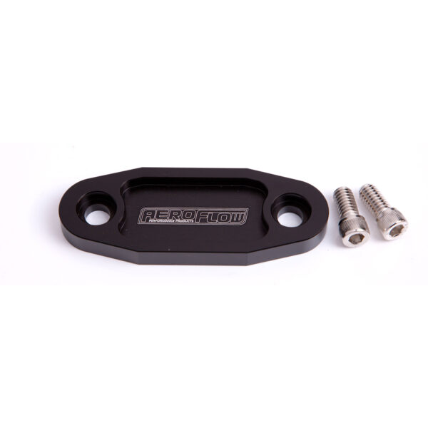 AEROFLOW Billet Fuel Pump Block-Off Plate, Ford V8 302C 351C, Black