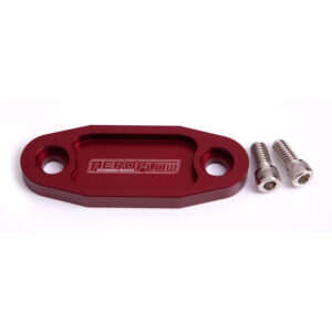AEROFLOW Billet Fuel Pump Block-Off Plate, Ford V8 302C 351C, Red