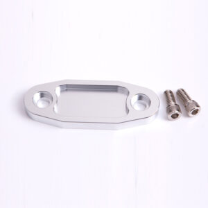AEROFLOW Billet Fuel Pump Block-Off Plate, Ford V8 302C 351C, Silver
