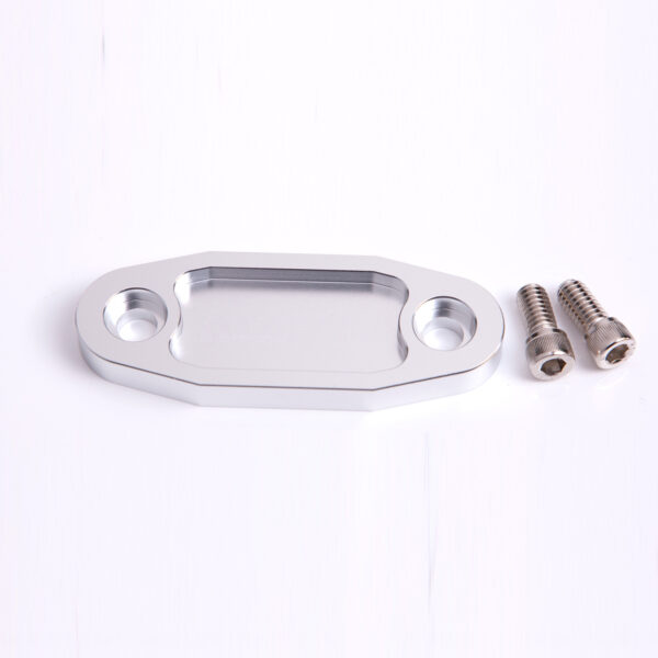 AEROFLOW Billet Fuel Pump Block-Off Plate, Ford V8 302C 351C, Silver