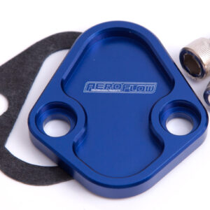 AEROFLOW BILLET FUEL PUMP BLOCK OFF BLUE CHRY BBF SBF BBC