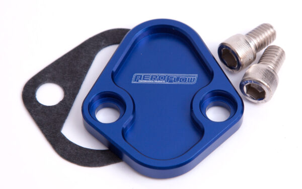 AEROFLOW BILLET FUEL PUMP BLOCK OFF BLUE CHRY BBF SBF BBC
